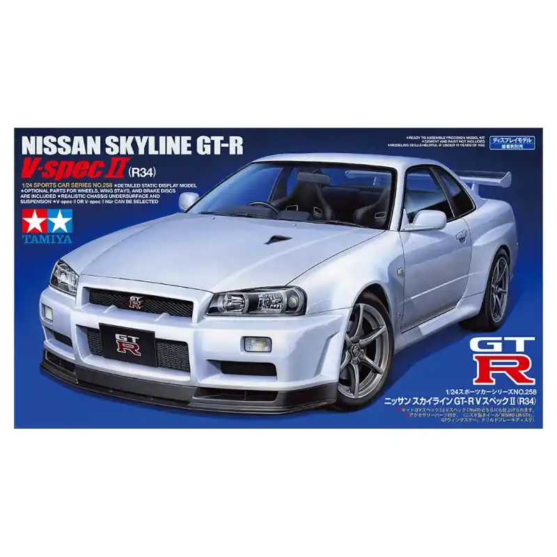 TAMIYA 24258 MAQUETTE NISSAN SKYLINE GT-R V-SPEC II (R34) 1/24 Authentique