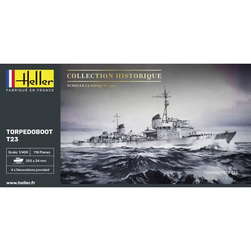 Haute Qualité HELLER 81011 MAQUETTE BATEAU TORPEDOBOOT T23 1/400