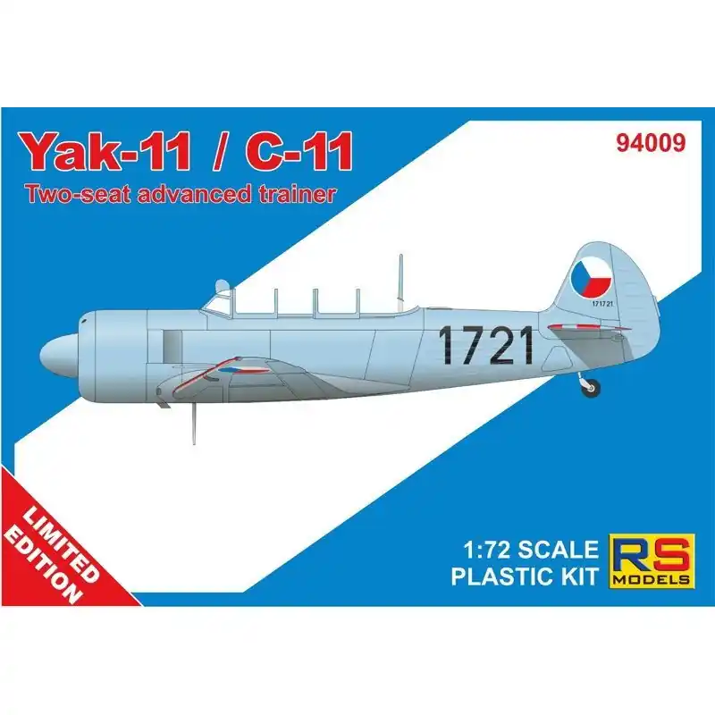 Dernier Modèle RS MODELS 94009 MAQUETTE YAK-11 / C-11 1/72 (3 decal v. for Czechoslovakia)