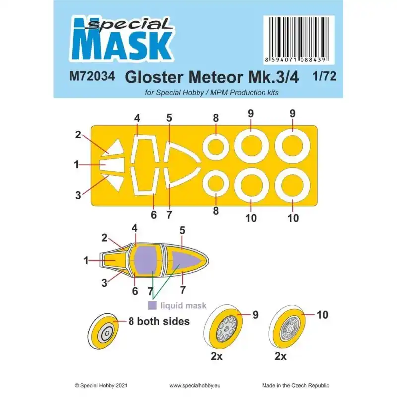 SPECIAL MASK M72034 GLOSTER METEOR MK.3/4 MASK 1/72 Nouvelle Collection