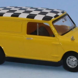 *SOLDES* - AUSTIN MINI COUNTRYMAN JAUNE ET DRAPEAU A DAMIER 1960 Populaire