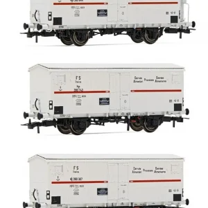 *SOLDES* - COFFRET DE 3 WAGONS FRIGORIFIQUES A 2 ESSIEUX HGB 2 SANS GUERITE 1 AVEC GUERITE FS Livraison Express