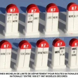 *SOLDES* - 13 BORNES MICHELIN DE LIMITE DE DÉPARTEMENT POUR ROUTES NATIONALES DE PARIS Ã MENTON NATIONALE 7 ENTRE 1930 ET 1967 MODÈLES DÉCORÉS Commande En Gros