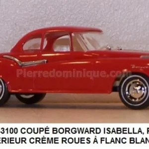 Certifié *SOLDES* - COUPÉ BORGWARD ISABELLA, ROUGE, INTÉRIEUR CRÈME ROUES Ã FLANC BLANC