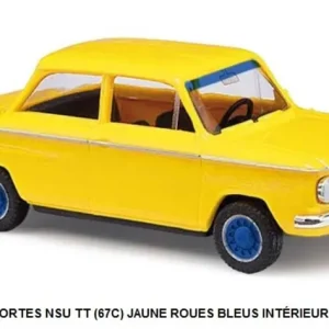 *SOLDES* - BERLINE 2 PORTES NSU TT (67C) JAUNE ROUES BLEUS INTÉRIEUR NOIR ENTRE 1967 ET 1972 Usine Directe