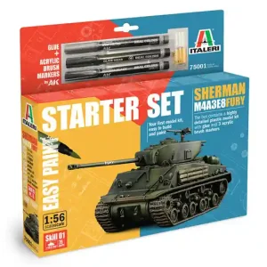 Remise NEW! Italeri 75001 M4A3E8 Sherman Fury Starter Set - Easy Paint