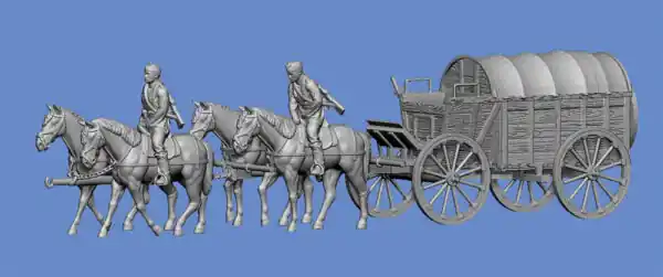 Certifié NEW! Germania-Figuren 48-WW2-0573 Horse-Drawn Carriage With 4 Horses On The March