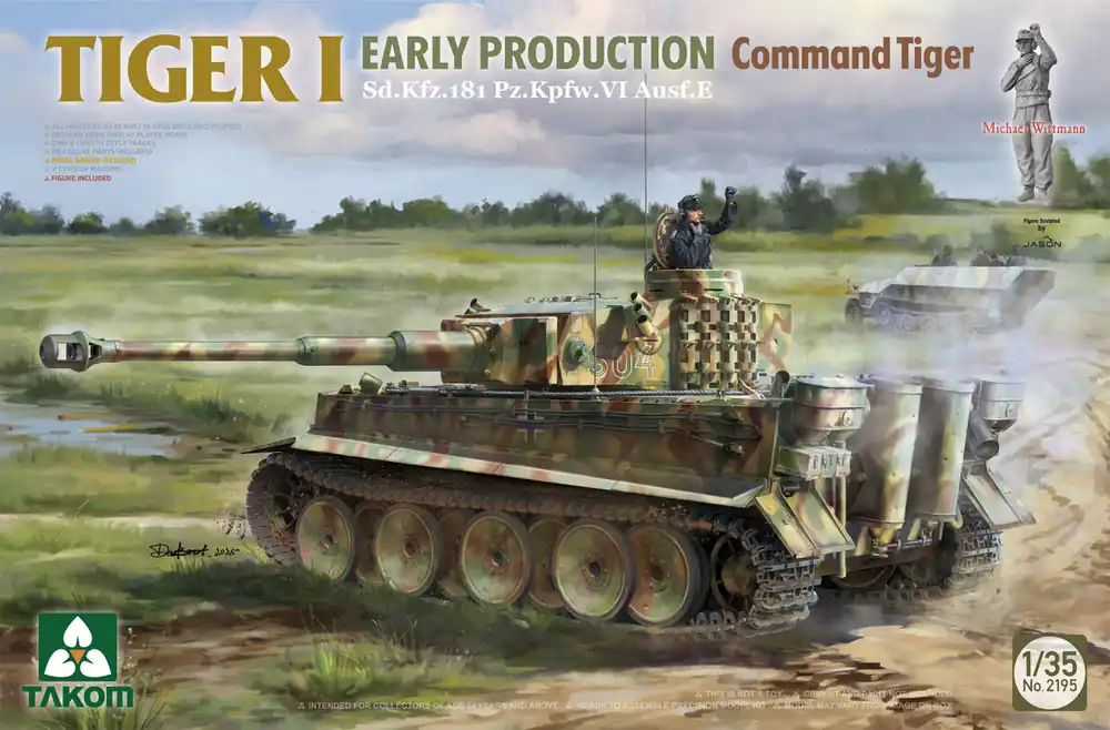 Takom 2195 Tiger I Early Production Command Tiger Sd.Kfz.181 Pz.Kpfw.VI Ausf.E (With Michael Wittmann Figure) Vente Flash