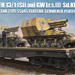 Zimi Model ZM35076 German WWII 15 cm sFH 13/1 (Sf)auf Gw Lrs.(f )Sd.Kfz.135/1 with 50 Ton Type SSy45 Flatcar Schwerer Platformwagen (3 in 1 Kit) Nouveauté