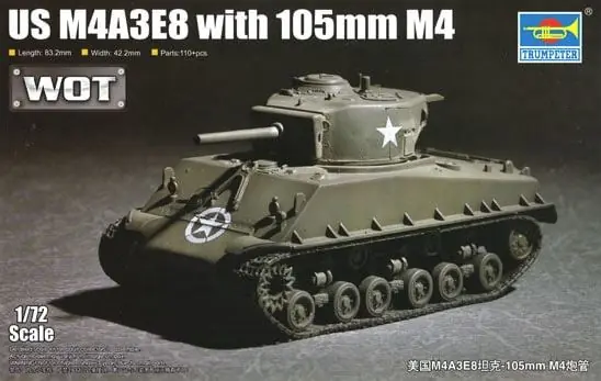 Trumpeter 07168 M4A3E8 with 105mm M4 Retour Gratuit