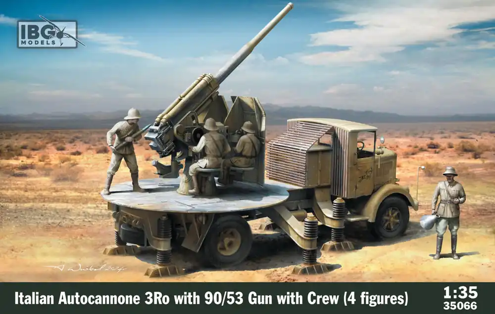 Super Prix IBG 35066 Italian Autocannone 3Ro with 90/53 Gun and Crew (4 figures)