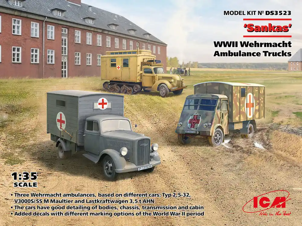 ICM DS3523 ‘Sankas‘ WWII Wehrmacht Ambulance Trucks Acheter En Ligne