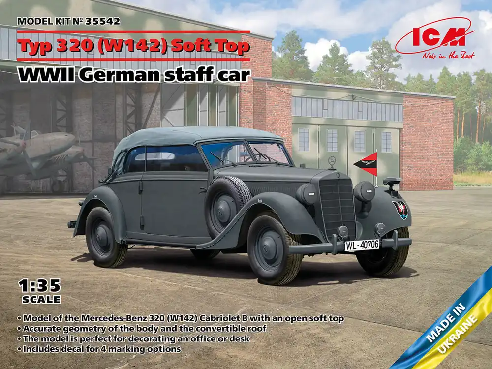 Offre Limitée ICM 35542 Typ 320 (W142) Soft Top - WWII German Staff Car