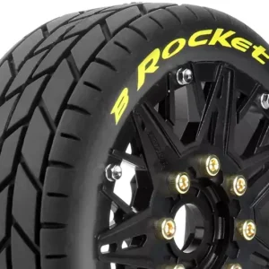 Super Prix Louise RC Pneu B Rocket collé sur Jante Noir - HEX Amovible 12/14/17mm • Offset 0" - 1/2"│ 4WD [Front/Rear]