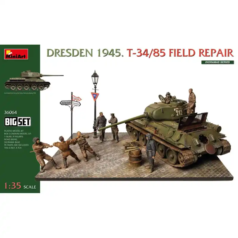 Acheter Direct Dresde 1945, réparation d‘un T-34/85, big set - MiniArt 36064 - 1/35