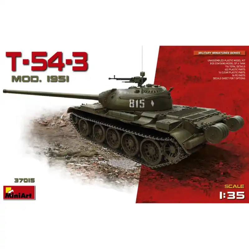 Char Soviétique T54-3 Modèle 1951 - MINIART 37015 - 1/35 Paiement Sécurisé