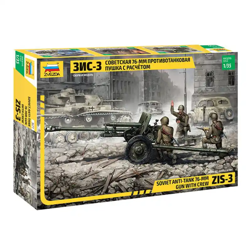 Vente Directe Canon Soviétique anti Char, 76 mm avec Canonniers, ZIS-3 - ZVEZDA 3671 - 1/35