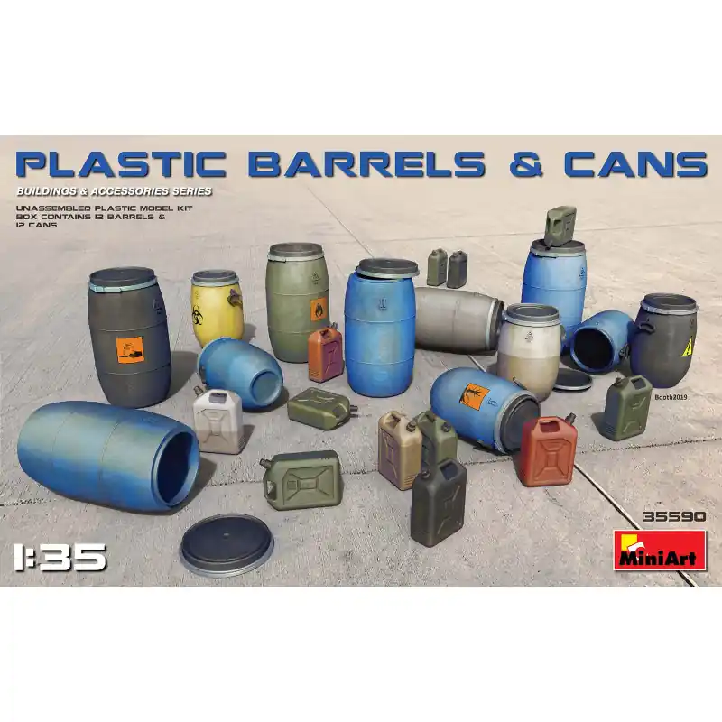 Acheter Direct Bidons et Jerrycans en plastique (12 + 12) - MINIART 35590 - 1/35