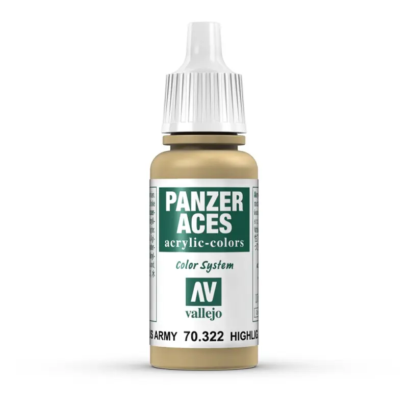 Peinture Acrylique, 17ml, Panzer Aces Eclairci E.Char A.US - VALLEJO 70322 Paiement Sécurisé