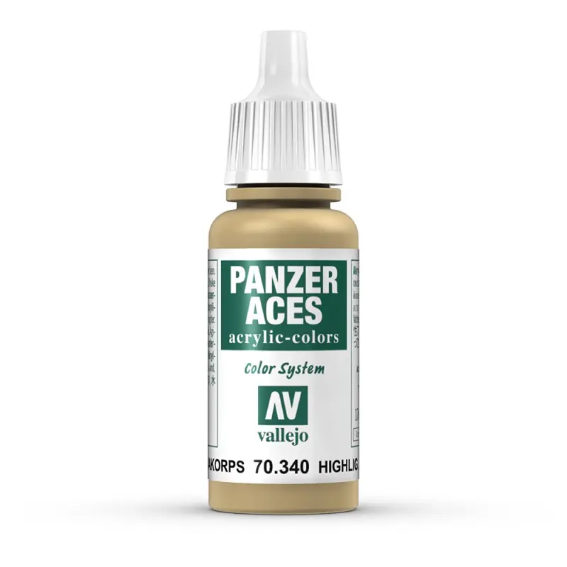 Peinture Acrylique, 17ml, Panzer Aces Eclairci Char Afrikakorps - VALLEJO 70340 Certifié