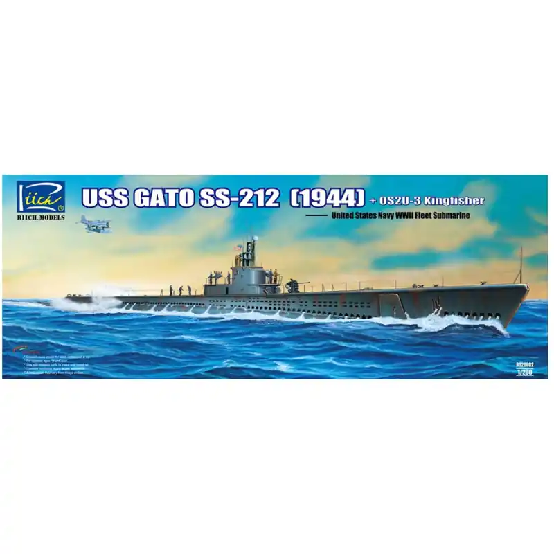 Meilleur Choix Sous-marin USS Gato SS-212 1944 + Hydravion - RIICH MODELS 20002 - 1/200