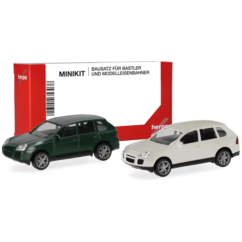 MiniKit Porsche Cayenne Turbo, vert foncé/blanc, 2002 - HERPA 012836-002 - HO 1/87 Populaire