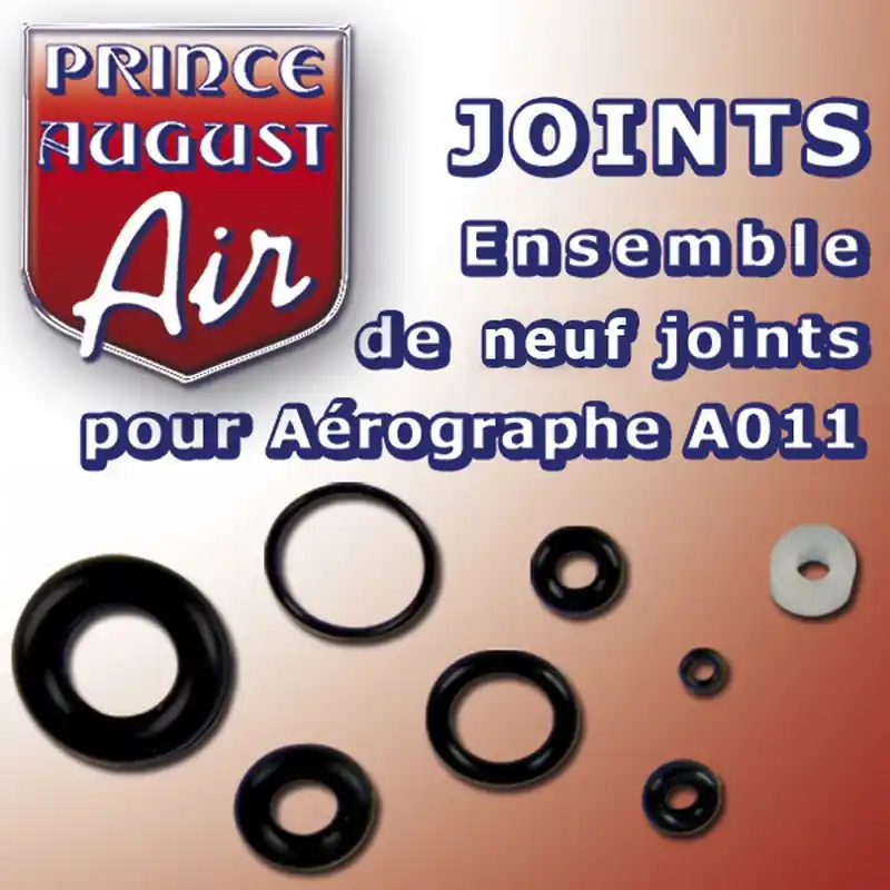 Ensemble de neuf joints pour aérographes A011 et A112 Prince August AA030 Dernier Modèle