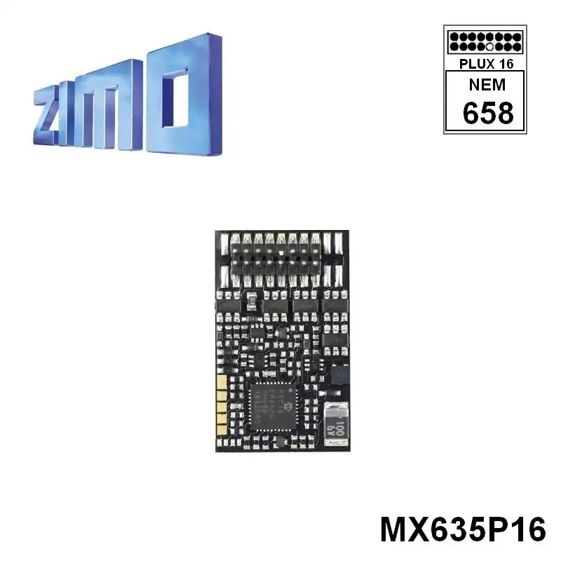 Meilleur Choix Décodeur Zimo MX635 DCC 10 fonctions avec interface Plux16 MX635P16