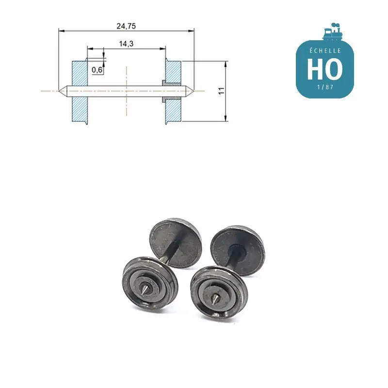 Nouveauté Essieux RP25 (2 pcs) pour wagon Roco diamètre 11,0 mm HO MAK8112