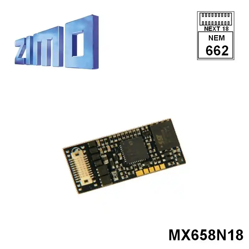 Expédié Aujourd'hui Décodeur sonore Zimo MX658 DCC avec interface Next18 MX658N18