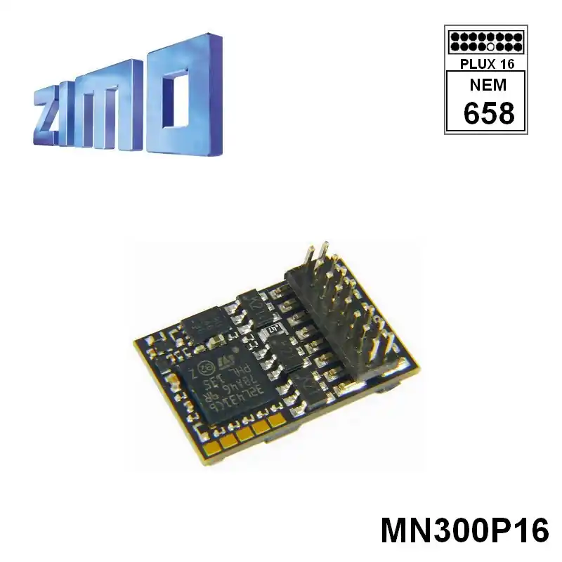Certifié Décodeur miniature Zimo MN300 DCC 6 fonctions avec interface Plux16 MN300P16