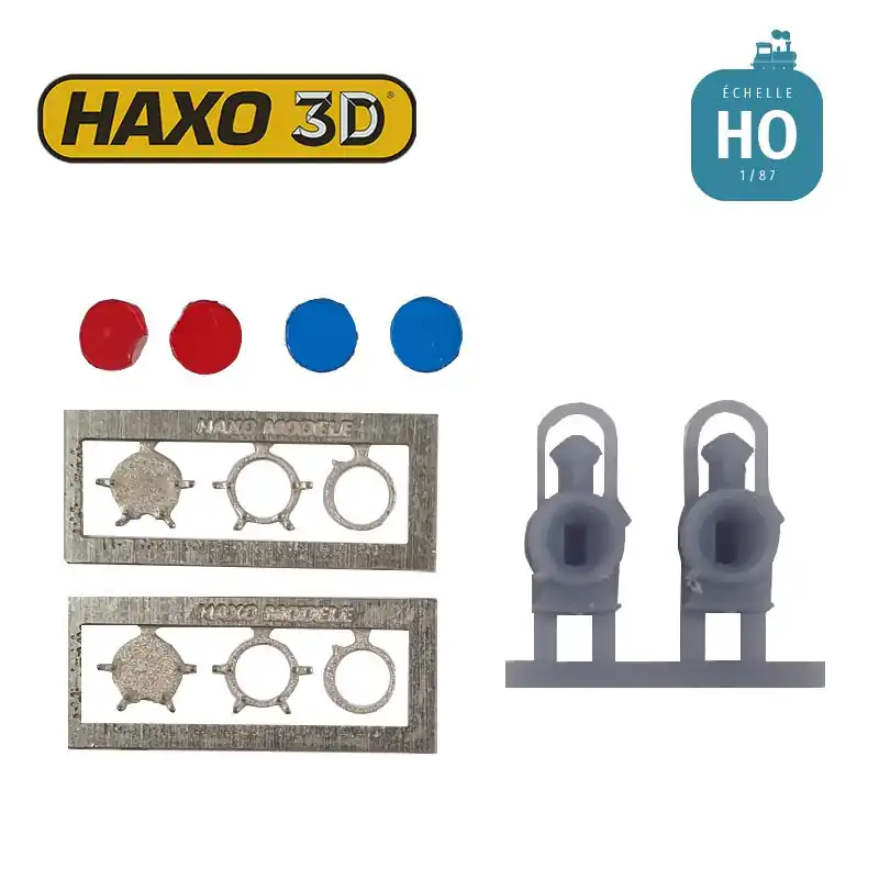 Lanternes locomotive type 9Lbis verre bleu et rouge Ep II-III 2 pcs Expert HO Haxo 3D 344004 Promotion Saisonnière