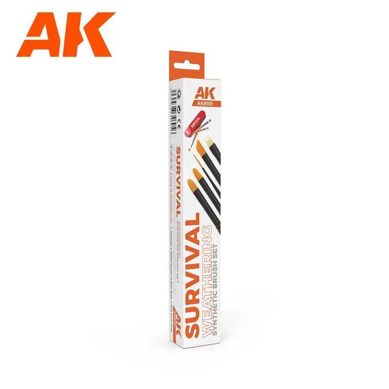 Set de 5 pinceaux et brosses de "survie" spécial Patine AK Interactive AKB101 Soldes