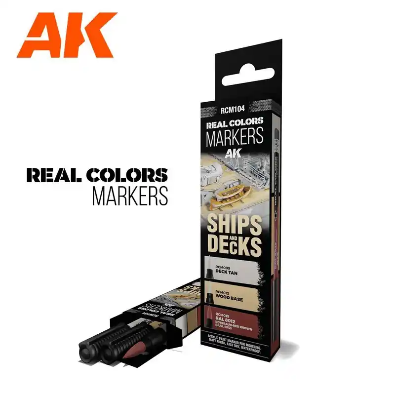 Set de 3 marqueurs Real Colors Ships & decks (bateaux et ponts) AK Interactive RCM104 Acheter Direct