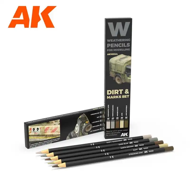 Set de 5 crayons de vieillissement Dirt & Marks (salissures et traces) AK Interactive AK10044 Dernière Chance