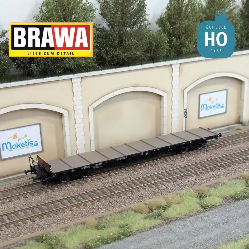 Livraison Express Wagon plat à ranchers type R672 DB Ep IV HO Brawa 47240
