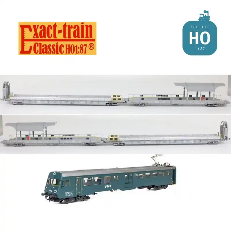 Offre Exclusive Set de base 5 wagons transport de voitures 1 Talbot (1 BDt, 2 x Sdt et 2 x Sdt avec rampe) BLS Ep VI HO Exact-Train EX25000