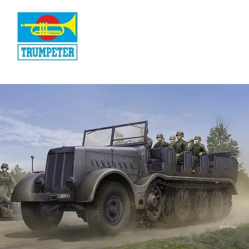 Nouvel Arrivage Transporteur allemand Schwerer Zugkraftwagen 18 t Sd.Kfz.9 version Artillerie WWII 1/35 Trumpeter 09575