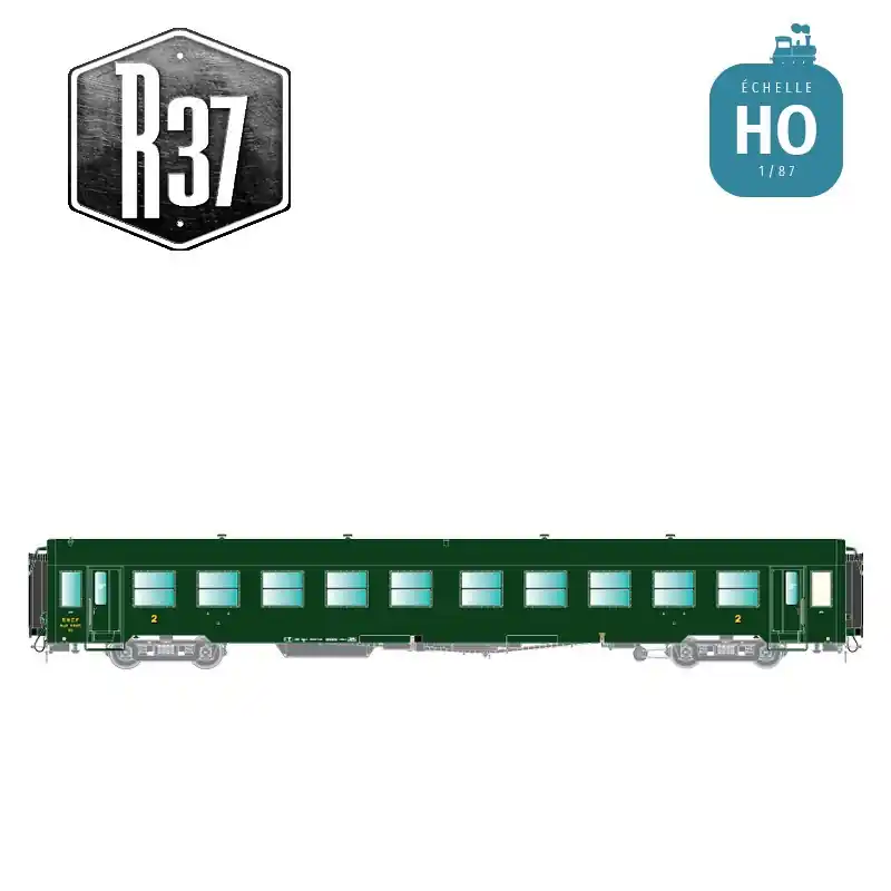 Voiture voyageurs USI Bmyfi courte bogie Y16 verte SNCF Ep III avec éclairage HO R37 42500 Solde