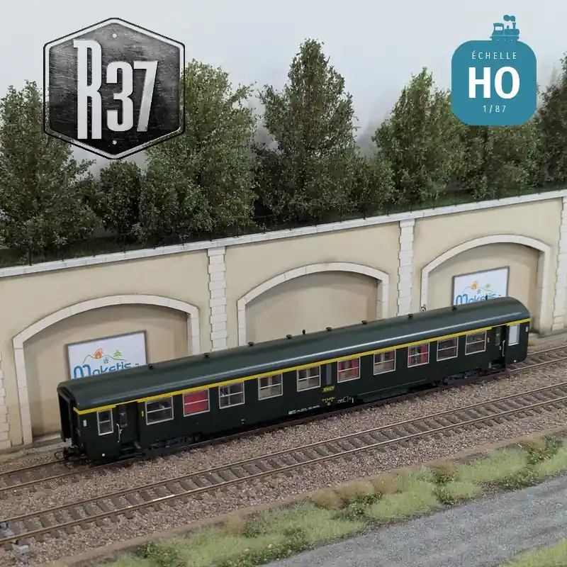 Voiture voyageurs USI A4t4 longue bogie Y24 verte SNCF Ep IVa avec éclairage HO R37 42519B Prix Bas