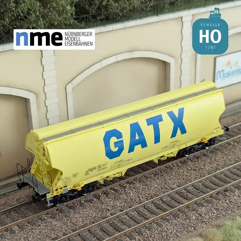 Prix Promo Wagon céréalier Tagnpps 95m3 GATX vert fluo Ep VI HO NME 525609
