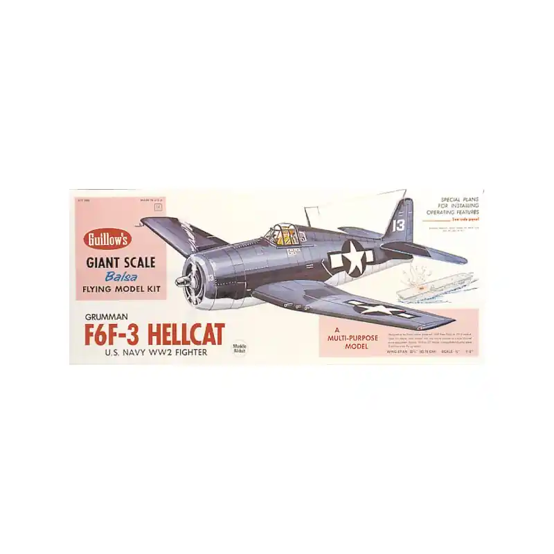 Avion de vol libre Maquette F6F-3 Hellcat GUILLOWS 1/16 Bon Marché
