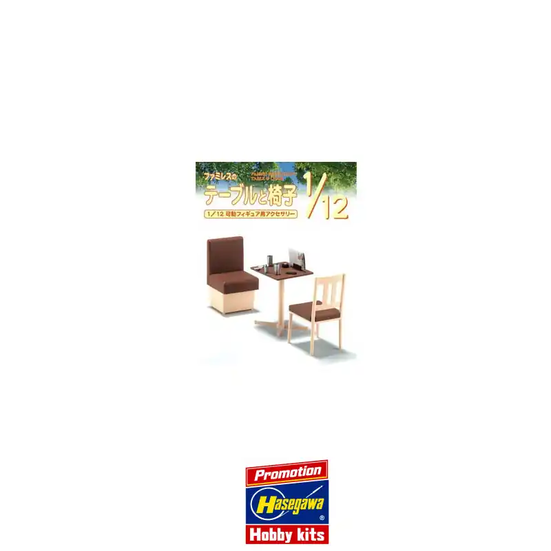 Bon Plan Maquette plastique éducative FAMILY RESTAURANT TABLE & CHAIR 1/12
