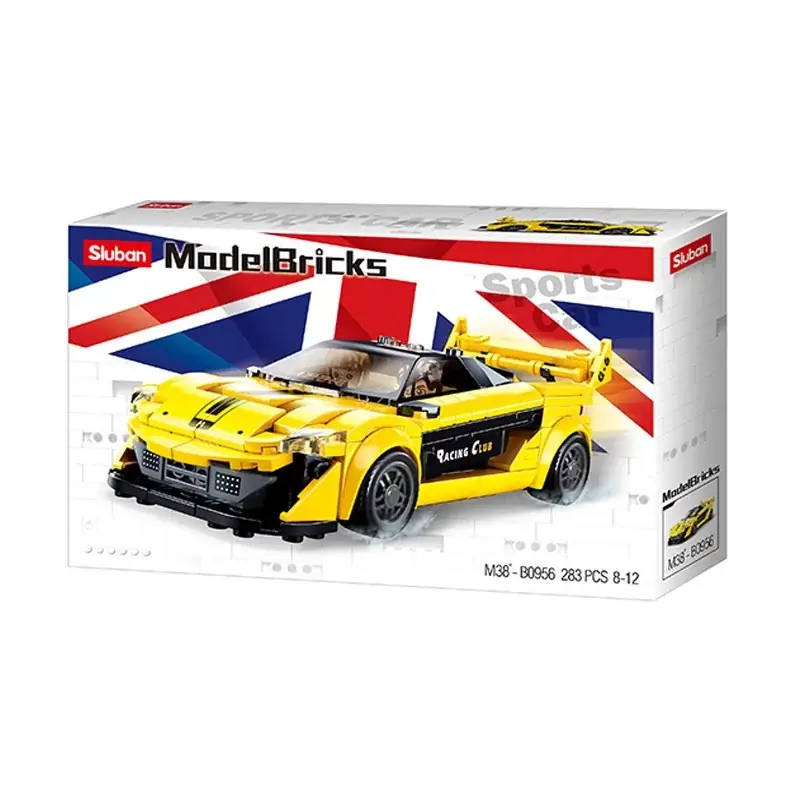 Model Bricks Voiture de course anglaise jaune 283 pcs - Sluban Offre Exclusive