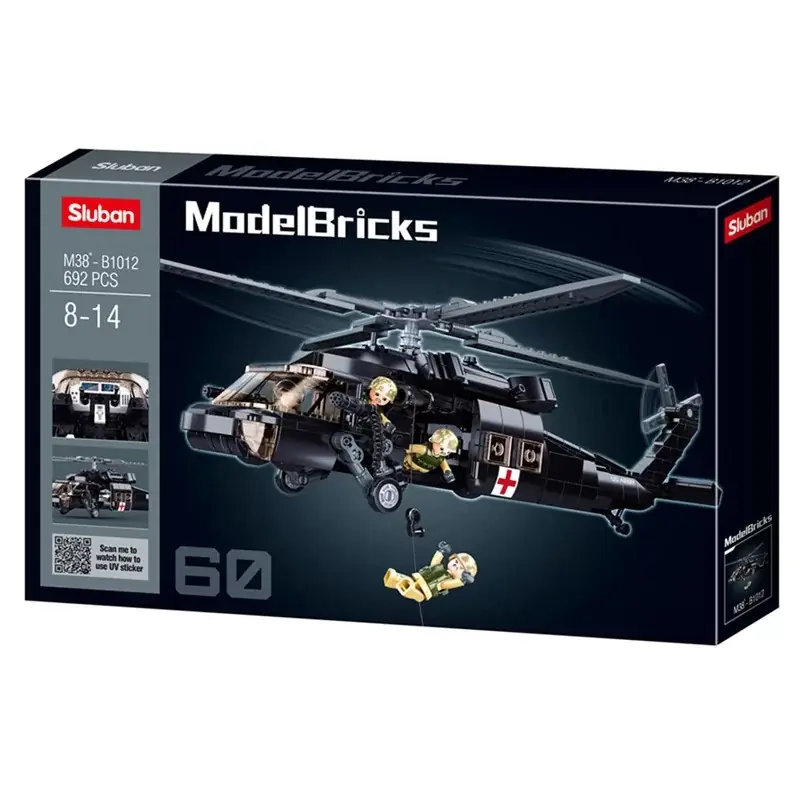 Solde Model Bricks Hélicoptère médical de larmée américaine 692 pcs - Sluban