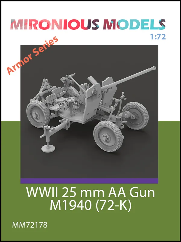 Must-Have Mironious Models 72178 25 mm AA Gun M1940 (72-K) (3D-Printed)