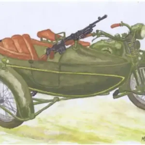 Commande En Gros Choroszy Modelbud V04 HEAVY MOTORCYCLE M111 SOKӣ(FALCON)1000 with SIDE CAR and Browning wz. 28