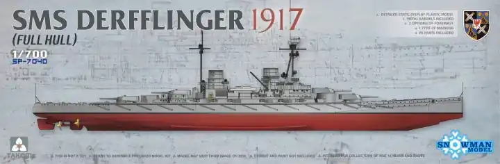 Snowman Model SP-7040 SMS Derfflinger 1917 (Full Hull) w/metal barrels (8 pcs) Usine Directe