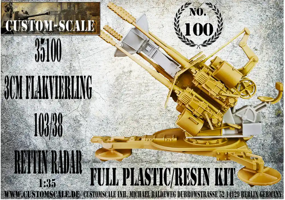 Expédition Rapide Custom scale 35100 3cm Flakvierling 103-38 Rettin Radar