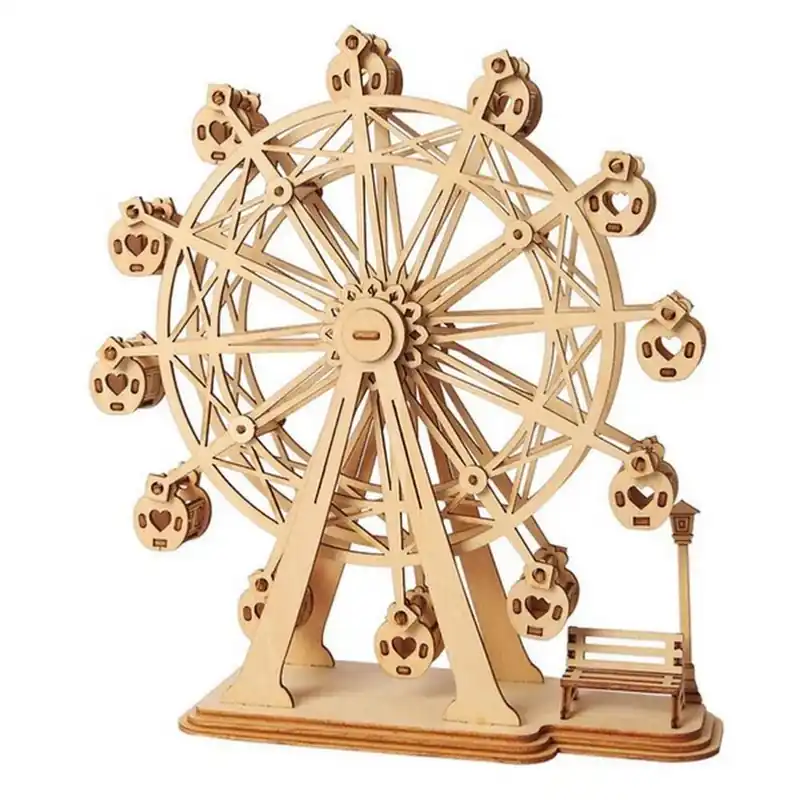 Maquette Bois Manège Grande Roue 16,5 cm Puzzle 3D de 120 pièces TG401 Rolife Populaire